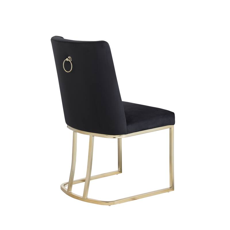 Modern Dining Chairs Set of 2, Upholstered Dining Table Chair, Velvet Accent Chair, Reception Chair with Metal Legs, Black