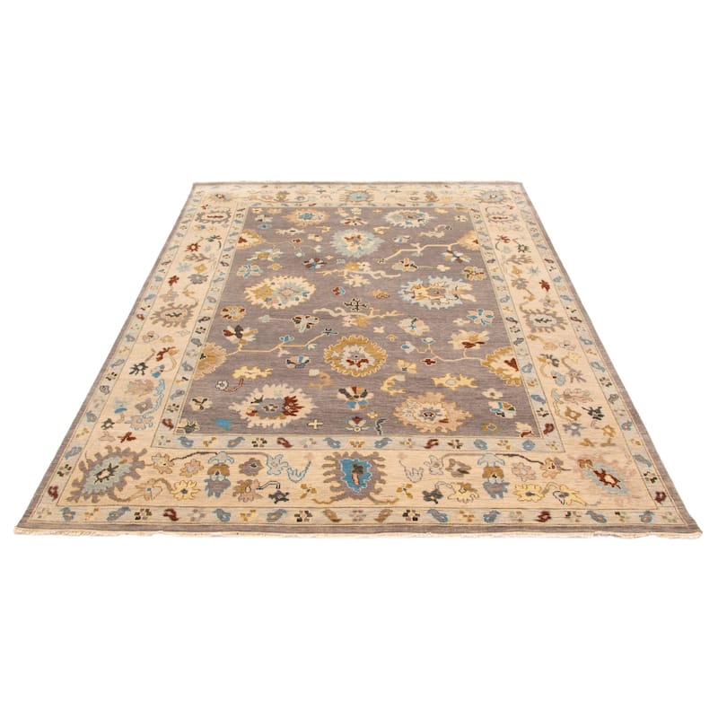 ECARPETGALLERY Hand-knotted Modern Oushak Grey Wool Rug - 8'10 x 11'8