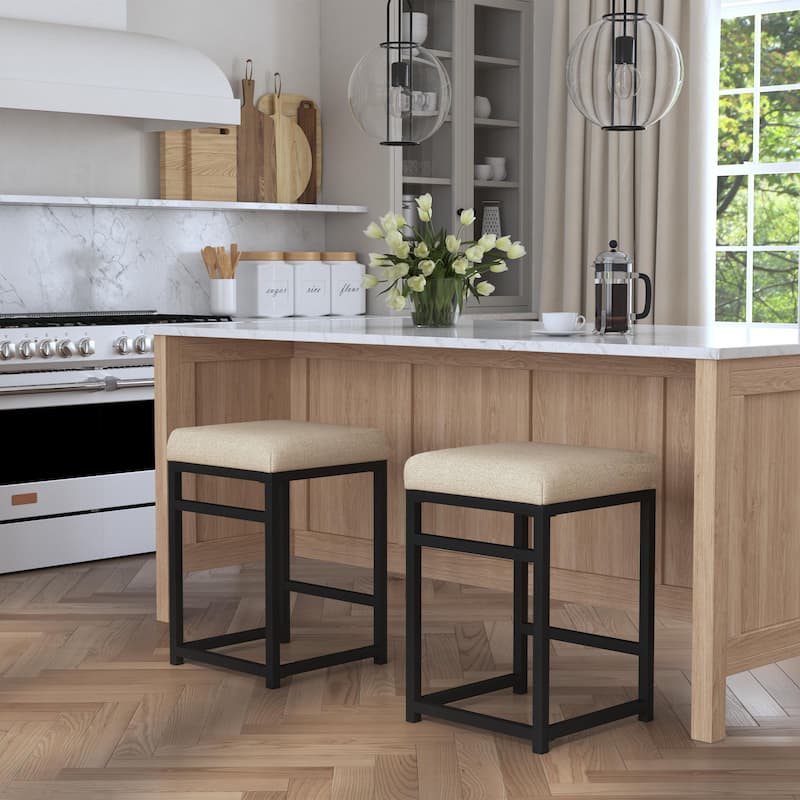 HomePop Backless Metal 24" Counter Stool - 24 inches - Light Tan Solid