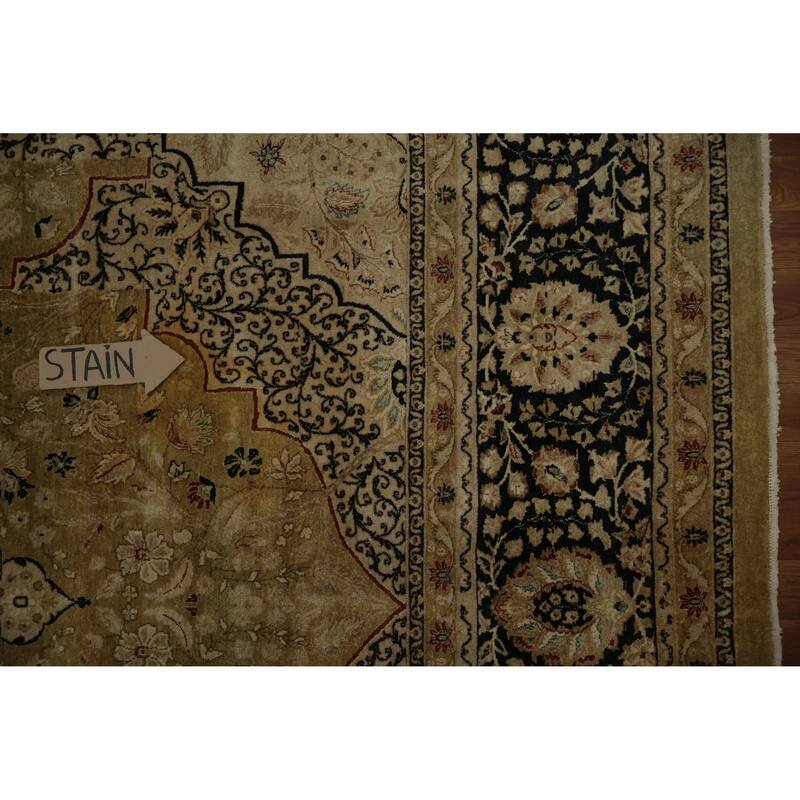 Hand Knotted Oriental 100% Wool Carpet Traditional Floral Yellow & Gold Ziegler Area Rug - 12' 4'' X 9' 0''