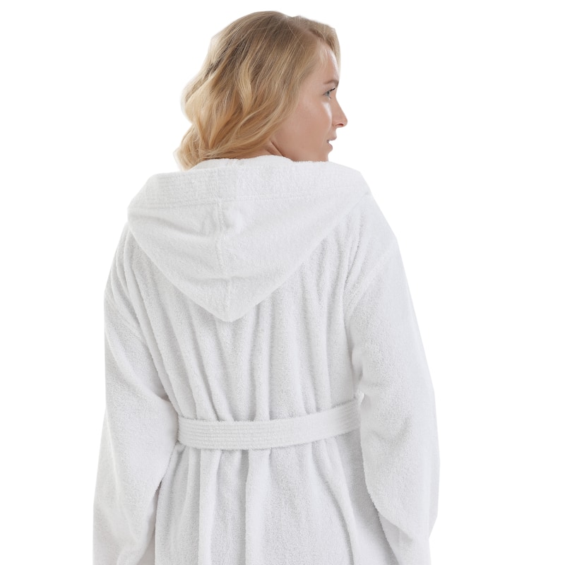 Women's 6 Tracks Stitching Full Length Hooded Turkish Cotton Bathrobe