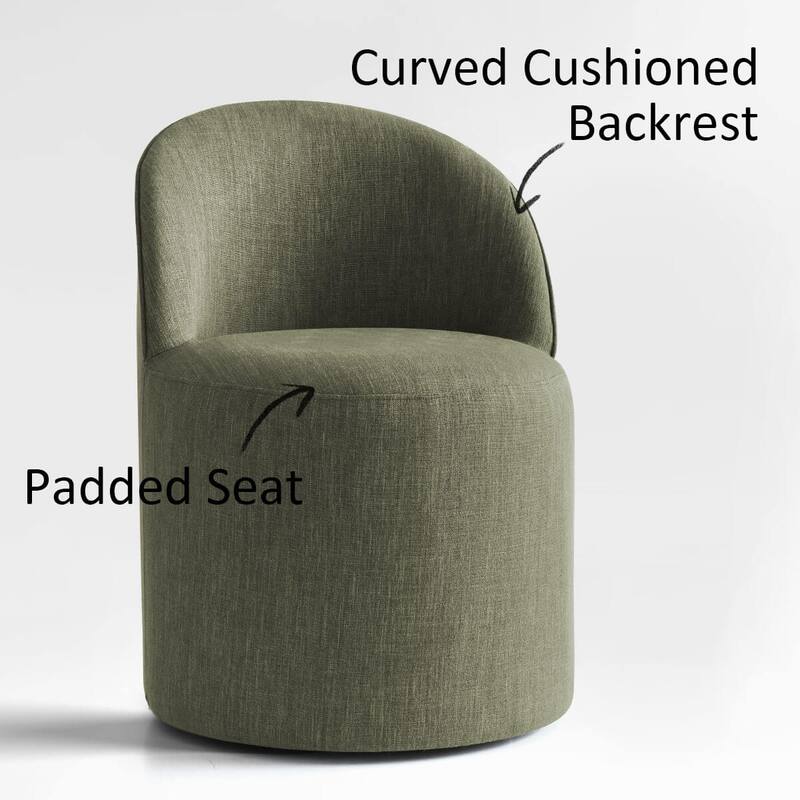 Upholstered Barrel Linen Dining Chair with Casters(Set of 4)