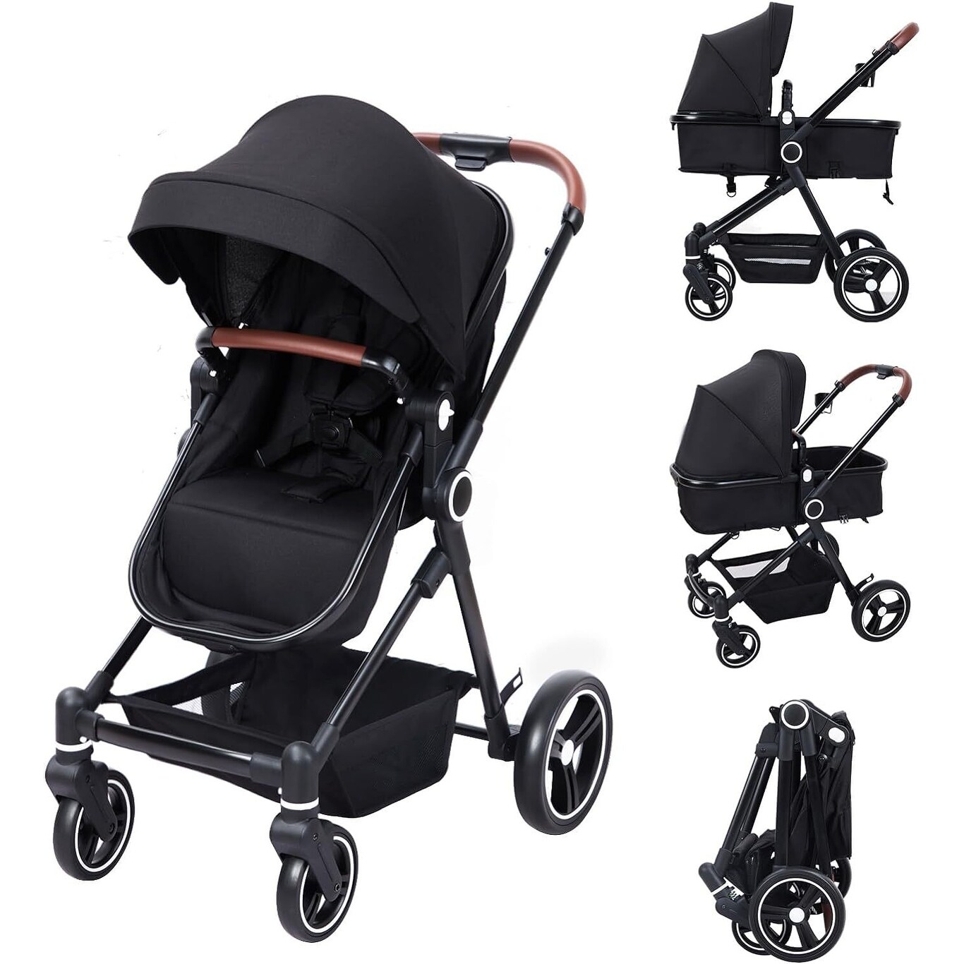 2 in1 Baby Stroller, High Landscape Infant Stroller - Bed Bath