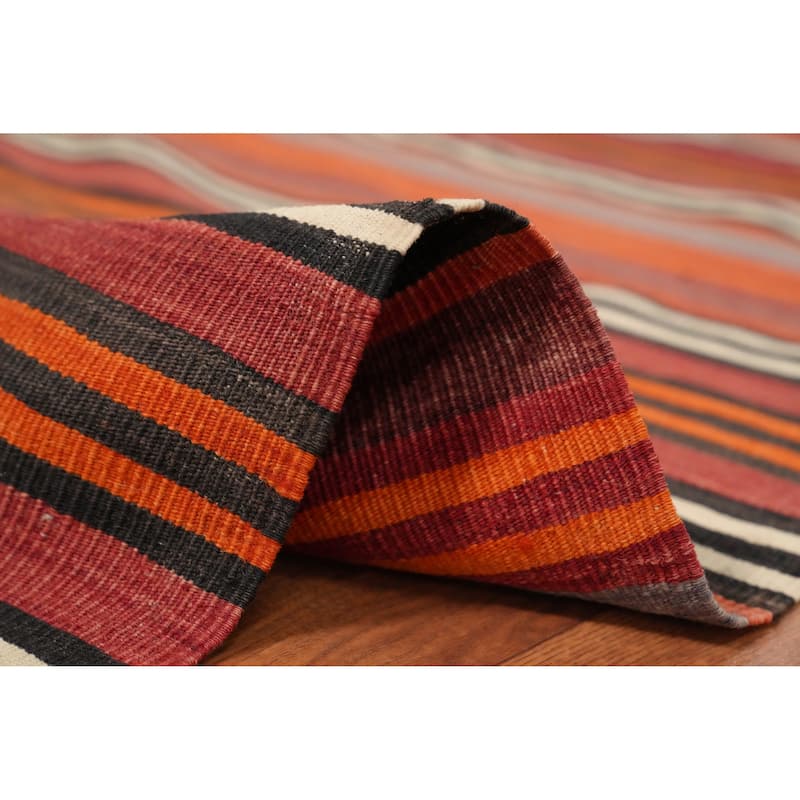 Hand Woven Oriental 100% Wool Carpet Southwestern Geometric Multi-Colored Kilim Area Rug - 7' 10'' X 5' 1''