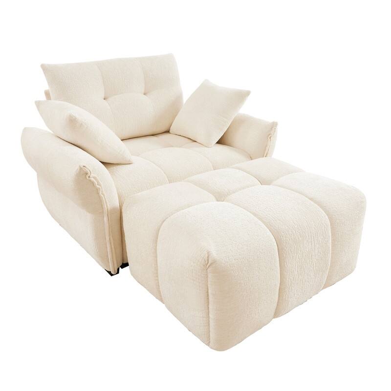 47.2" Chenille Upholstered Sofa with Ottoman