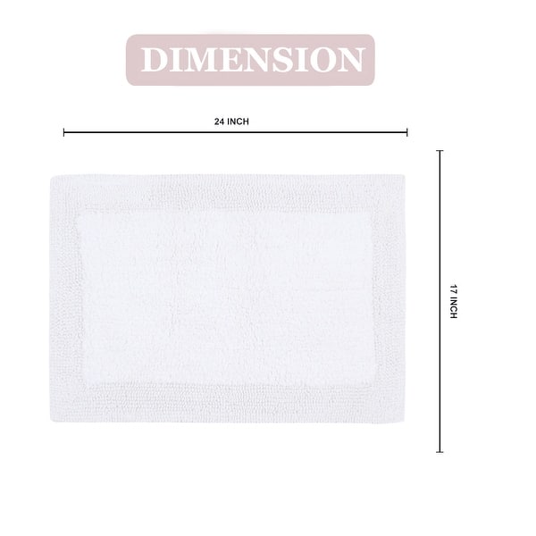 dimension image slide 34 of 50, Home Weavers Luxury Collection 100% Cotton Reversible Bathroom Washable Rug Soft and Absorbent bath Rug Non Slip