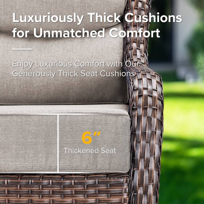 Gymojoy 8-Piece Patio Furniture Set with Swivel Glider Chairs, 6-Inch Ultra-Plush Cushions & Water-Resistant Olefin Fabric