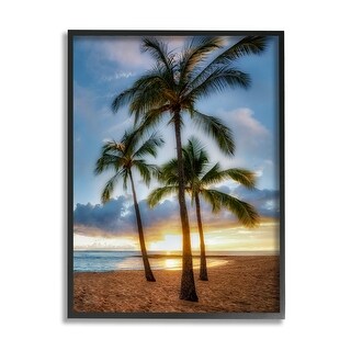Stupell Palm Trees Tropical Beach Cove Framed Giclee Art by Dennis ...