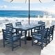 preview thumbnail 77 of 82, 7-Piece HDPE Outdoor Dining Table Sets with Umbrella Hole - 1-Table 6-Chairs