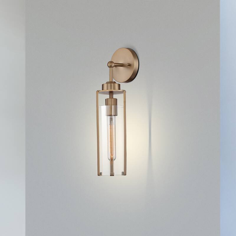 Marina - 1 Light Sconce with Clear Glass - Burnished Brass Finish