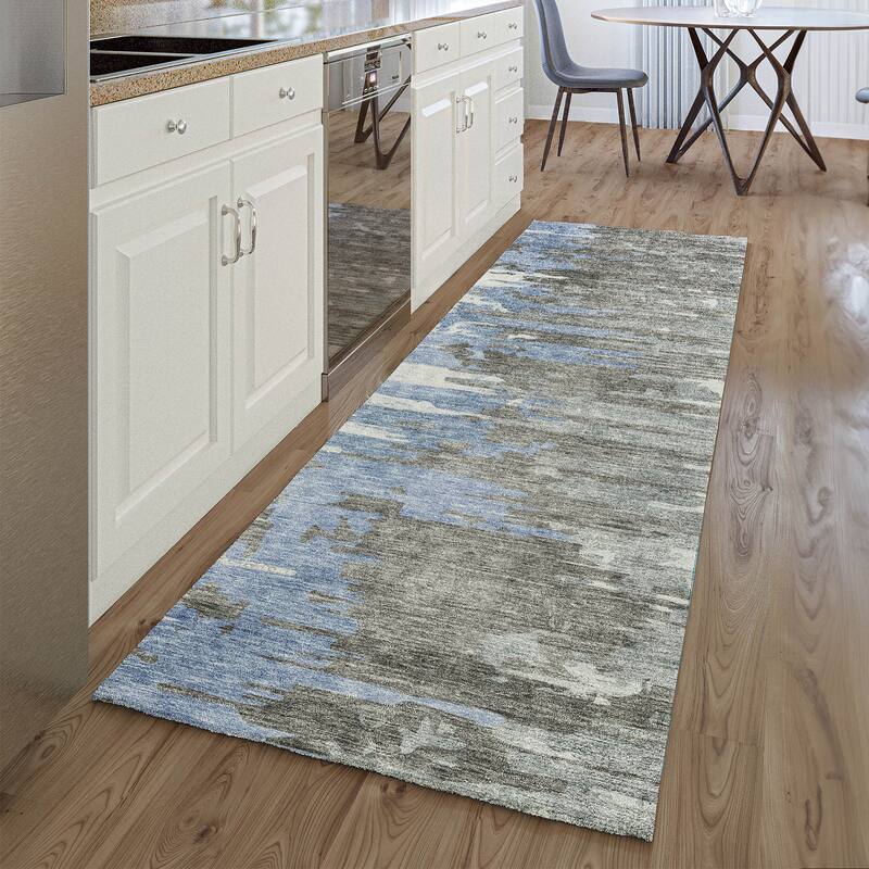 Premium Washable Super Soft Abstract Prints Mayfield Rug - Blue - 2' 3" x 7' 6"