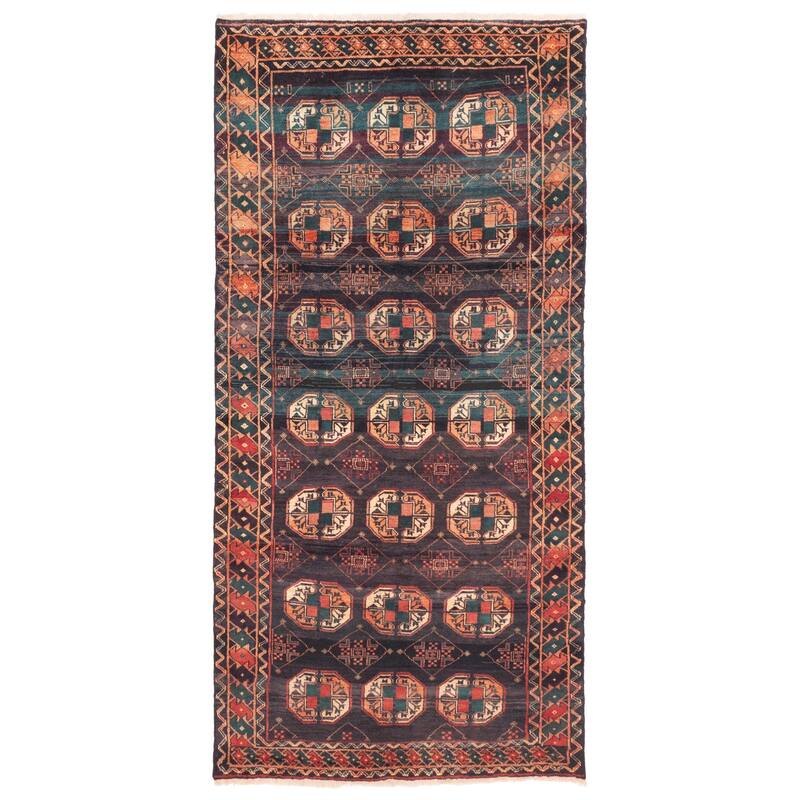 ECARPETGALLERY Hand-knotted Baluch Dark Navy Wool Rug - 4'3 x 8'10