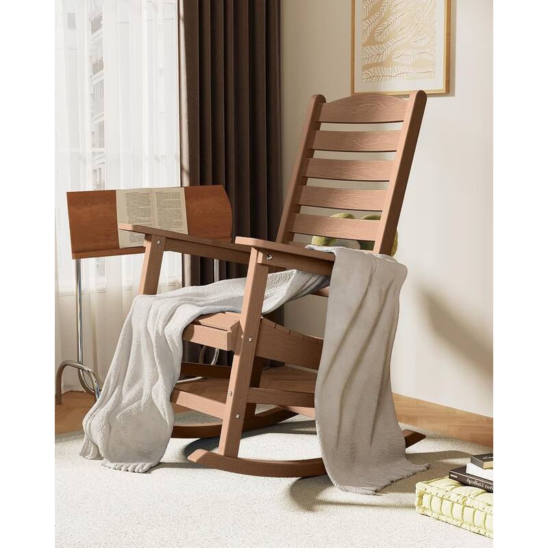 WINSOON All Weather HIPS Outdoor Rocking Chair with Curved Backrest