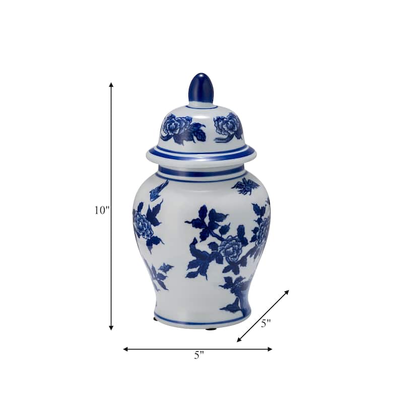 Sagebrook Home Chinoiserie Blue & White Ceramic Lidded Jar