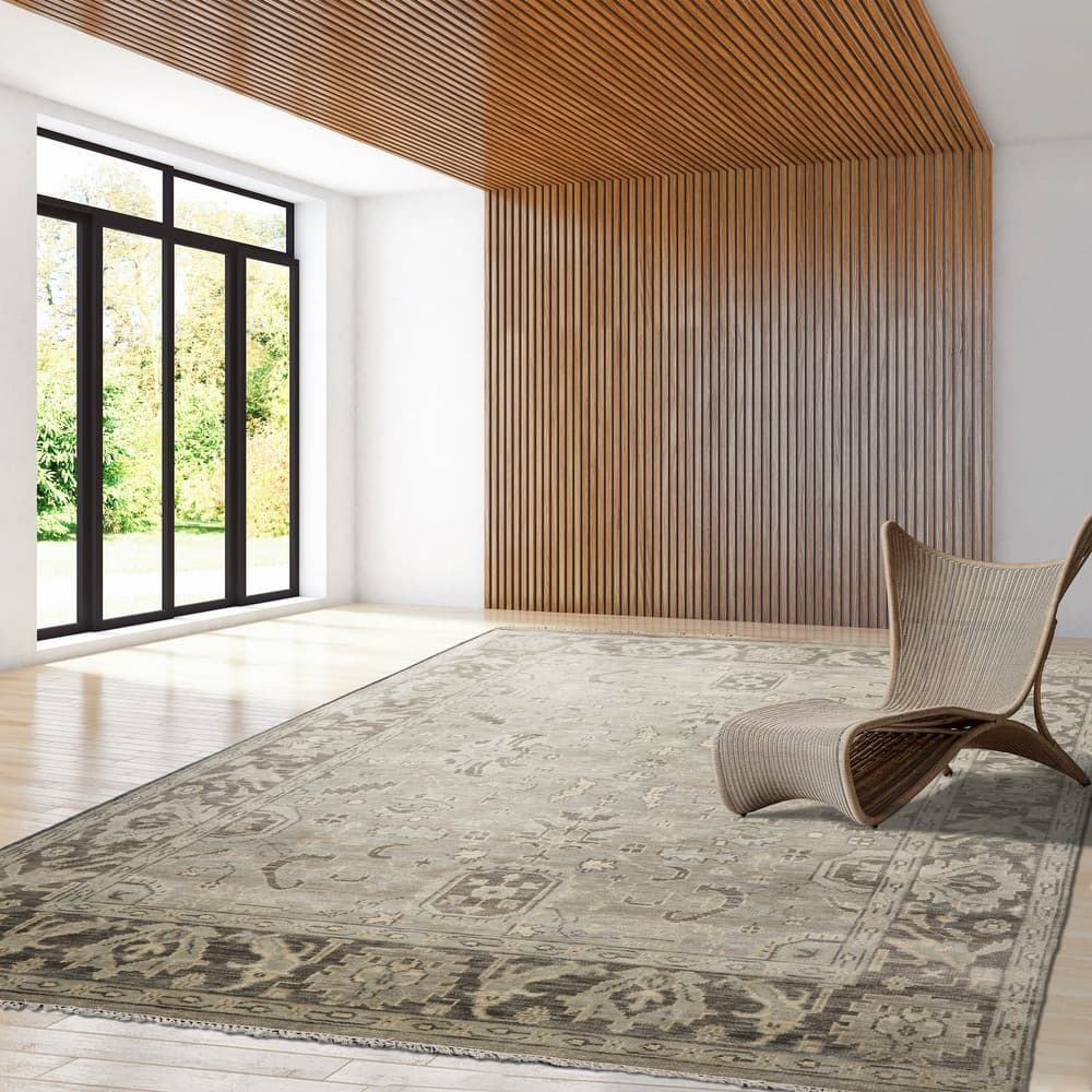 LoomBloom Muted Turkish Oushak Hand Knotted Area Rug Gray Color