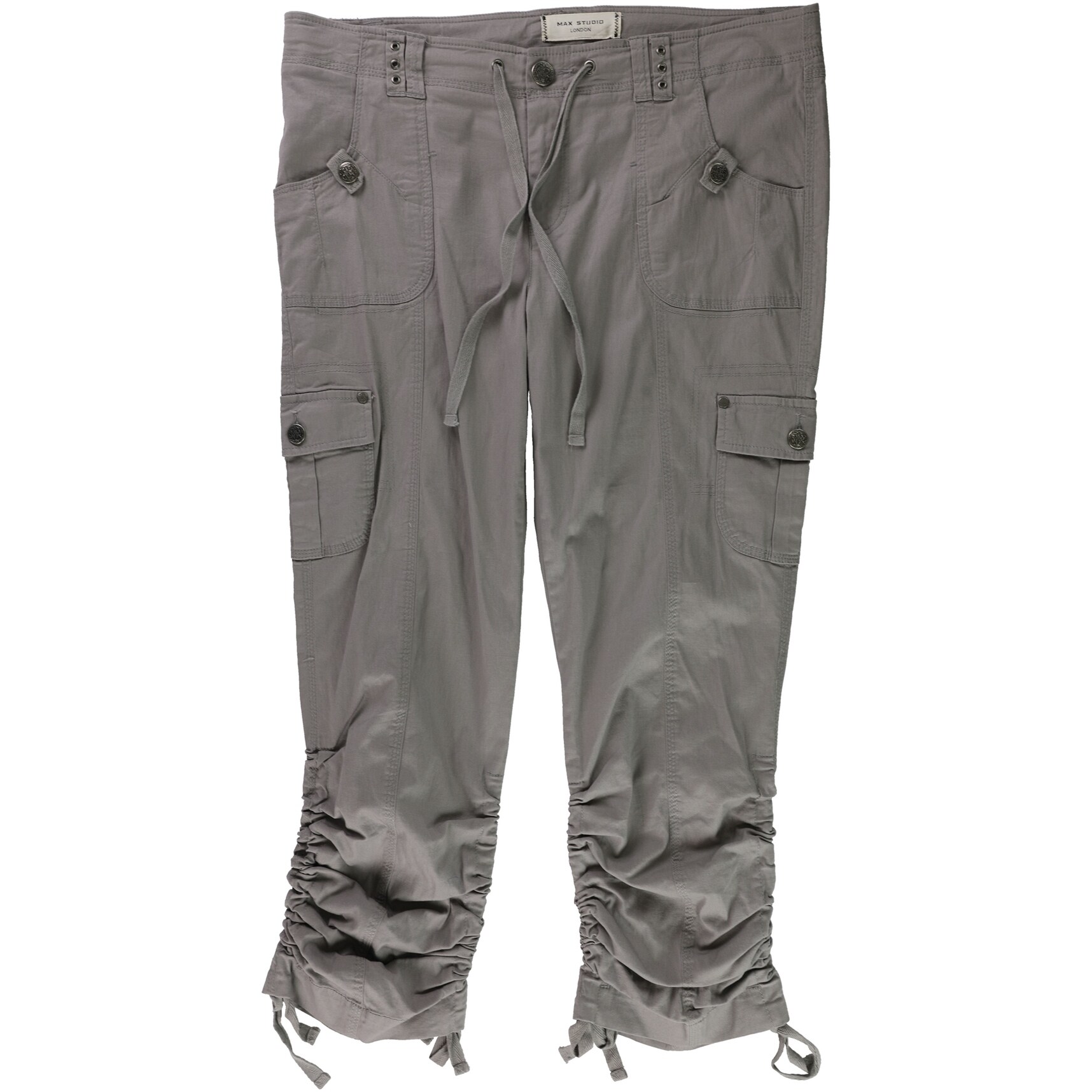 Shop Max Studio London Womens Drawstring Casual Cargo Pants Grey