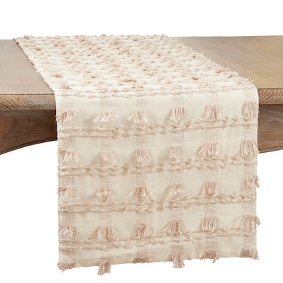 Striped Table Runner With Fringe Design - 16"x72"