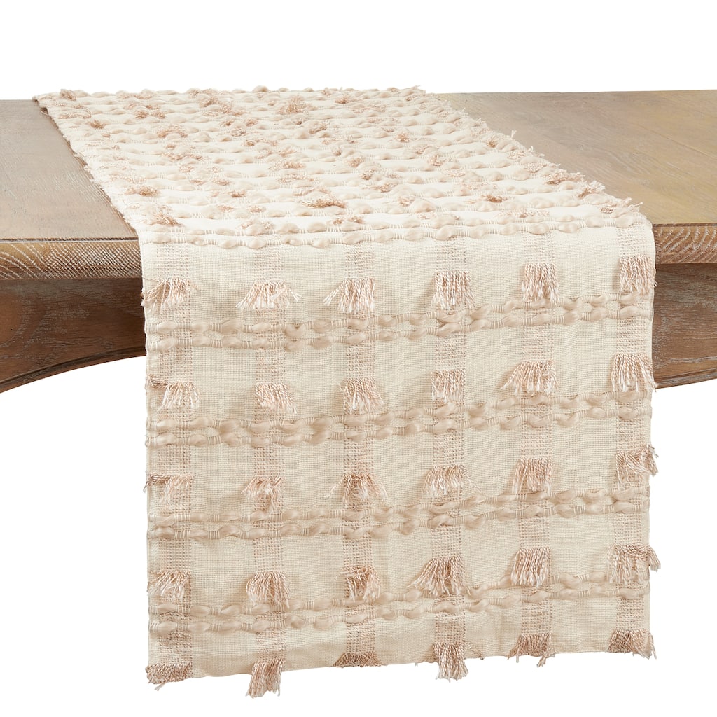 Striped Table Runner With Fringe Design - 16"x72"