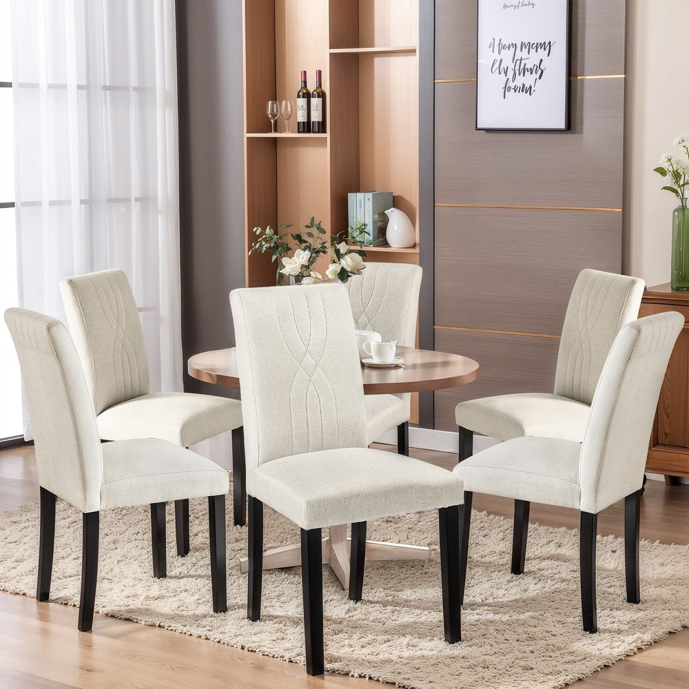 VECELO Upholstered Dining Chairs Set of 2/4/6, Fabric Dining Room Kitchen Side Chair, Parson Dining Chairs