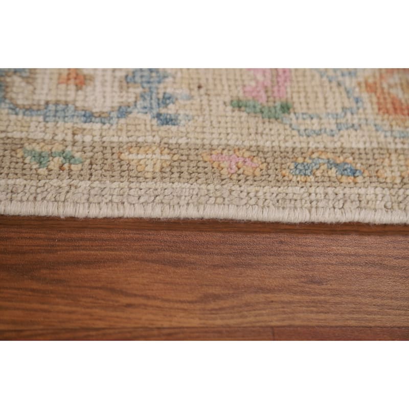 Hand-knotted Oushak Turkish Runner Rug Oriental Wool Carpet - 2'7"x 9'11"