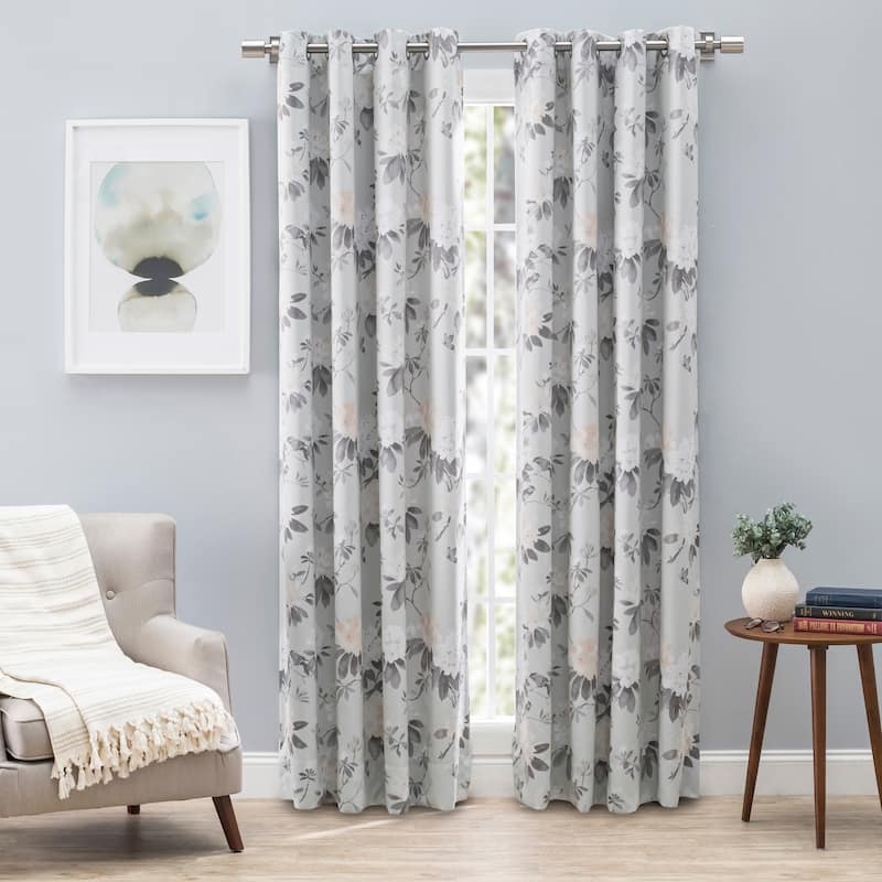 Mystic Garden Premium Floral Blackout Grommet Curtain Panel - 52"W x 96"L - Seafoam