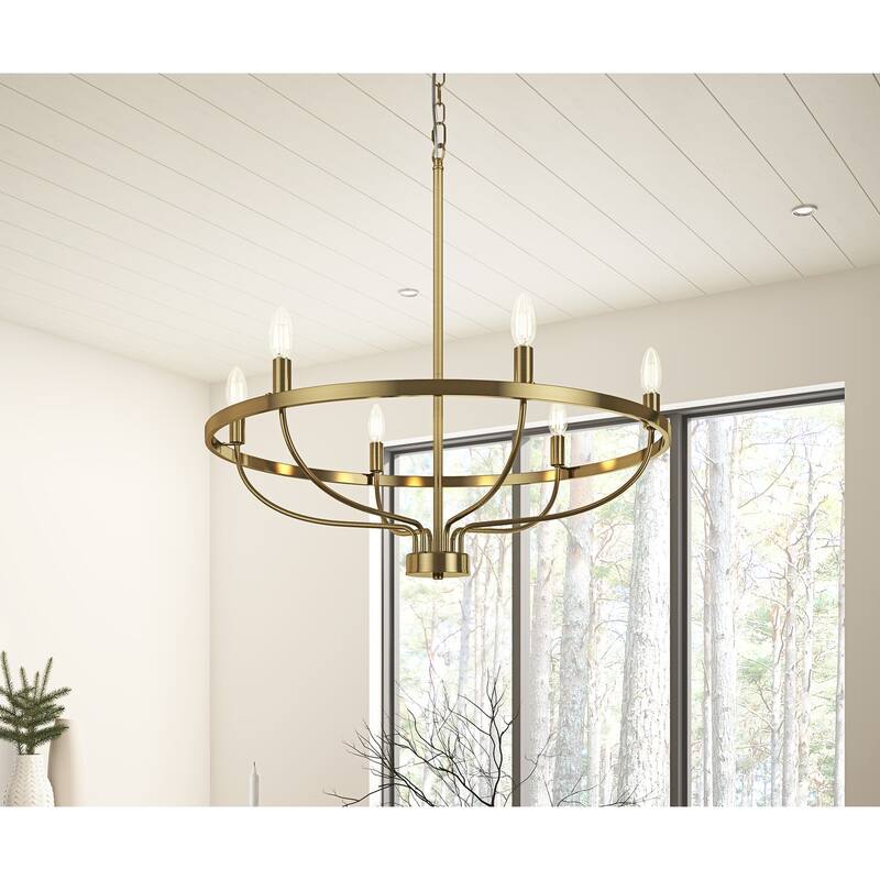 Industrial 6-Light Metal Candle Style Chandelier Light Fixture for Dining Room Kitchen Island