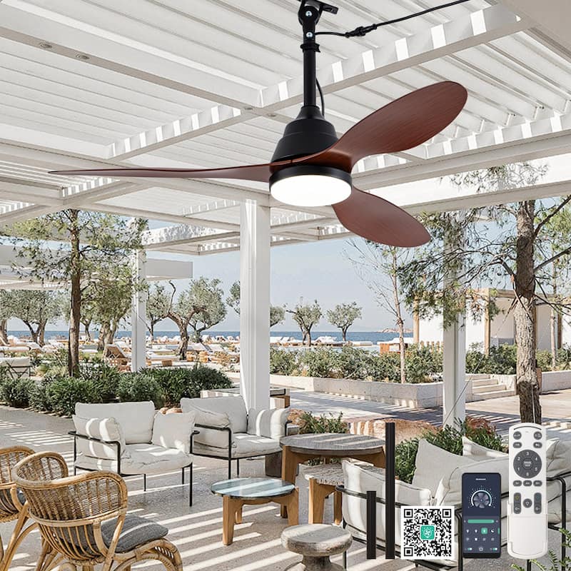 Cusp Barn 42" Outdoor Ceiling Fan with Light and Smart APP Remote Control, 6-Speed DC Motor Plug-in Hanging Fans with Cord
