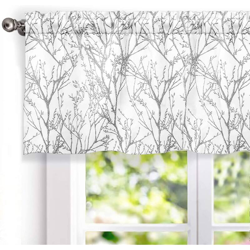 DriftAway Tree Branch Abstract Ink Printing Lined Valance 2 Pack