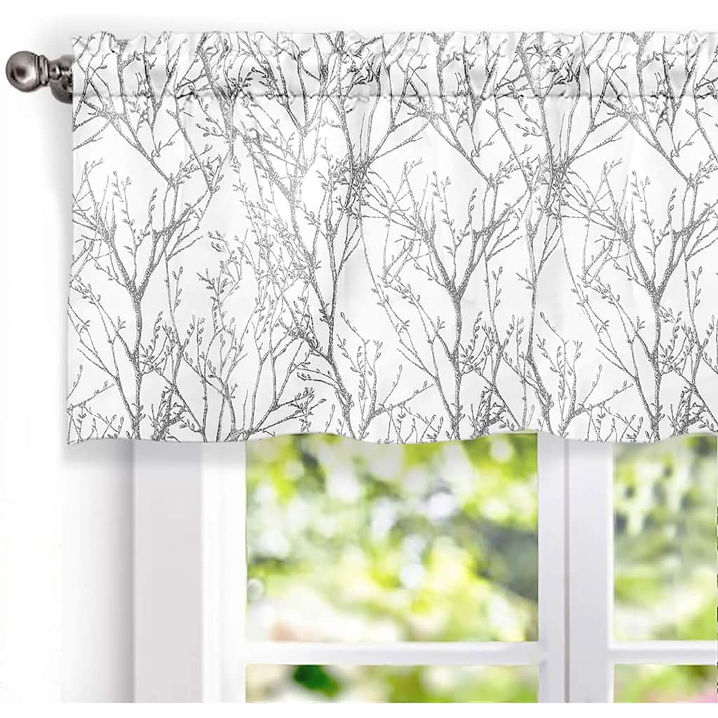 DriftAway Tree Branch Abstract Ink Printing Lined Valance 2 Pack