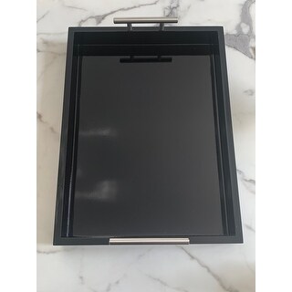 Kate and Laurel Lipton Polished Metal Handle Decorative Tray - 16.5x12.25x3.25