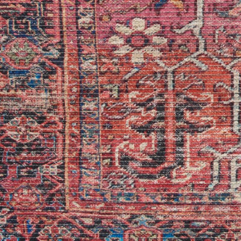 New Concept Washables Vintage Persian Floral Machine Washable Area Rug