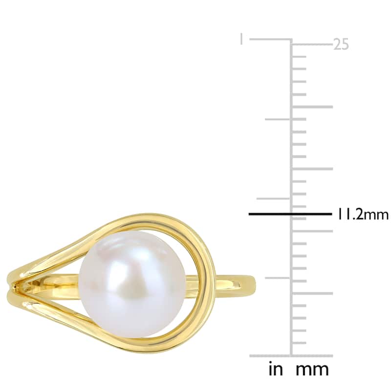 Miadora 8-8.5mm Cultured Freshwater Pearl Crossover Ring 10k Yellow Gold