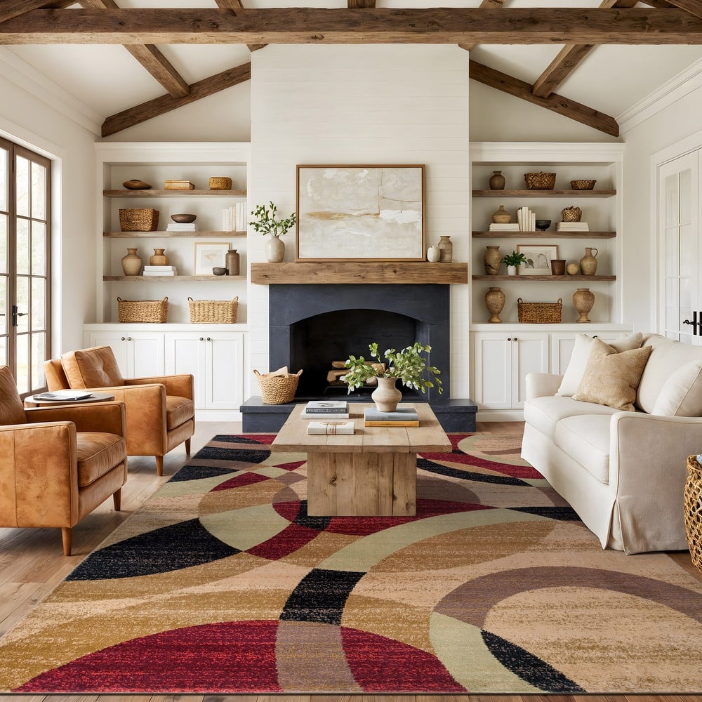 World Rug Gallery Geometric Circles Area Rug