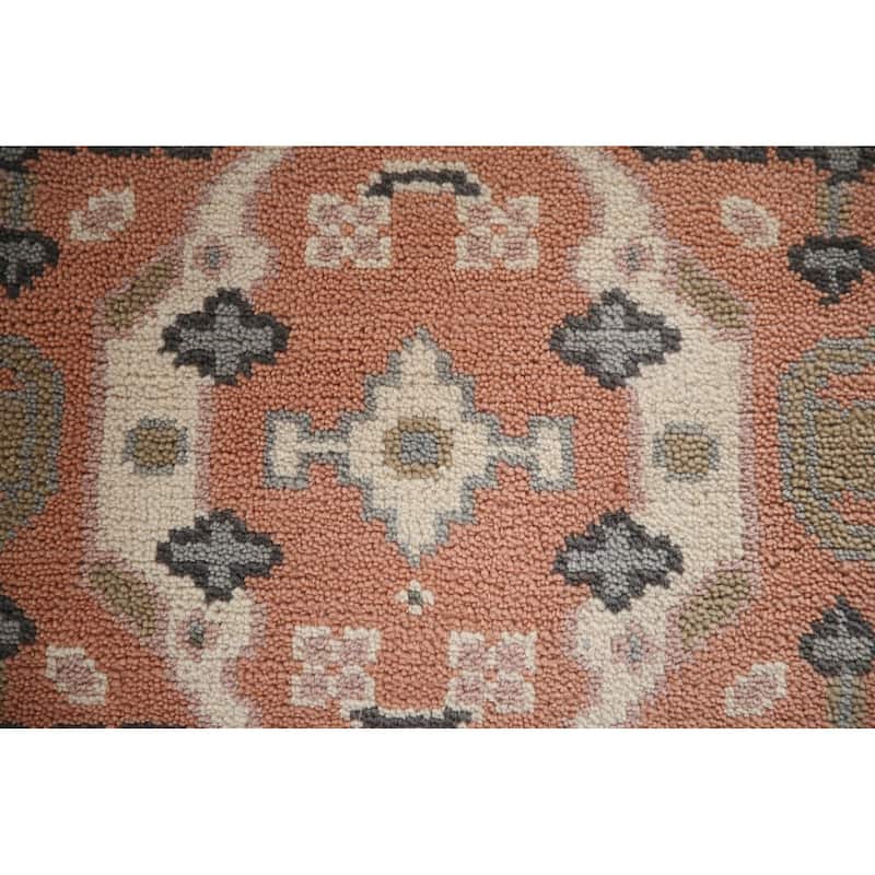Floral Peach Oushak Style Runner Rug Hand-knotted Wool Carpet - 2'7"x 8'2"