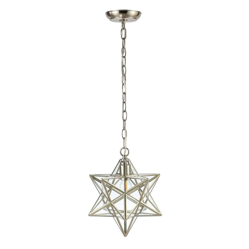 Lynn Moravian Star Metal/Clear Glass LED Pendant, by JONATHAN Y - 1 Light
