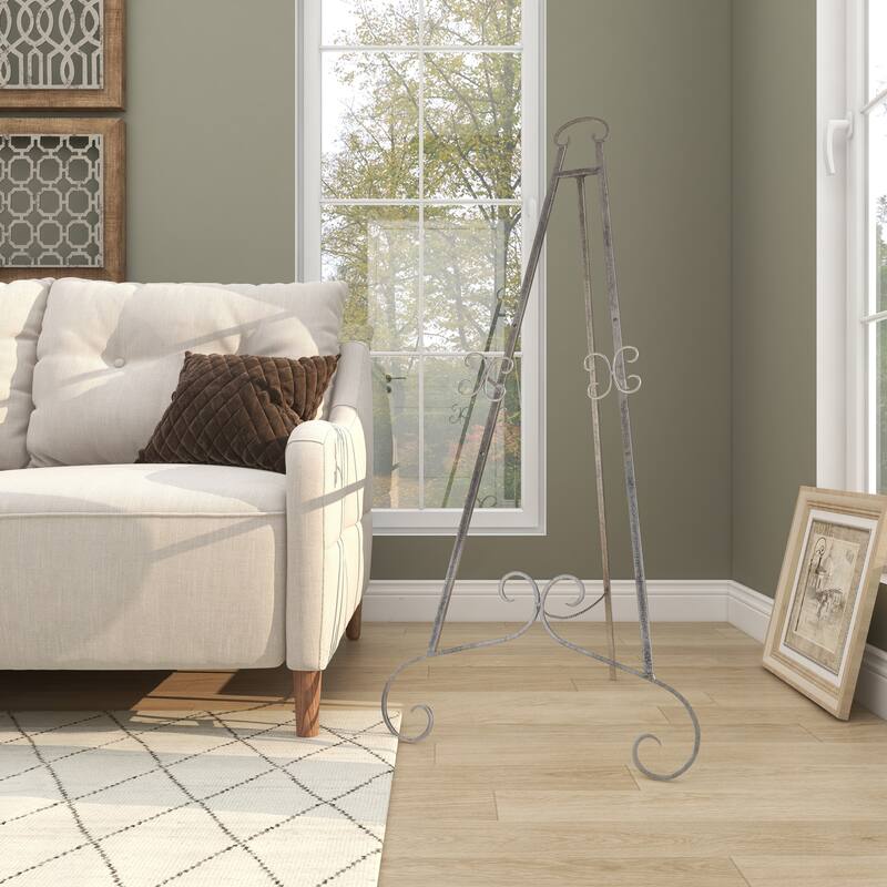 Silver or Gold Metal Traditional Easel with Chain Support - 22 x 21 x 46
