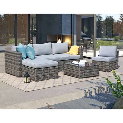 6-piece Outdoor Wicker Sectional Sofa Set
