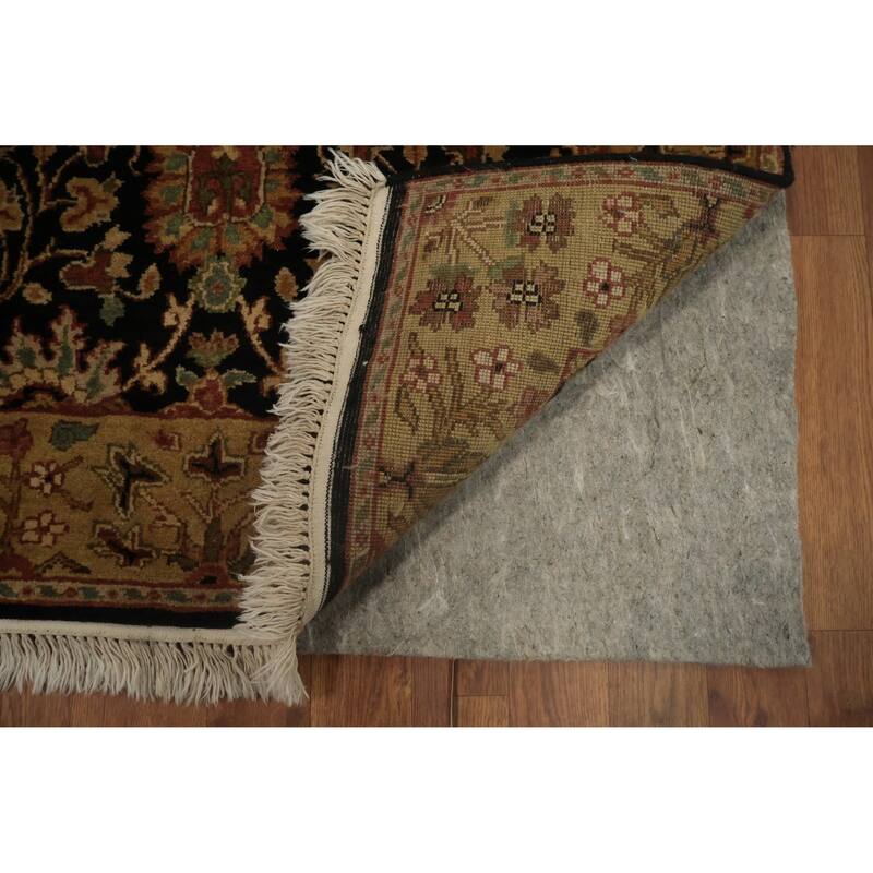 Hand Knotted Oriental 100% Wool Carpet Traditional All-Over Black Peshawar Runner Rug - 12' 1'' X 3' 3''