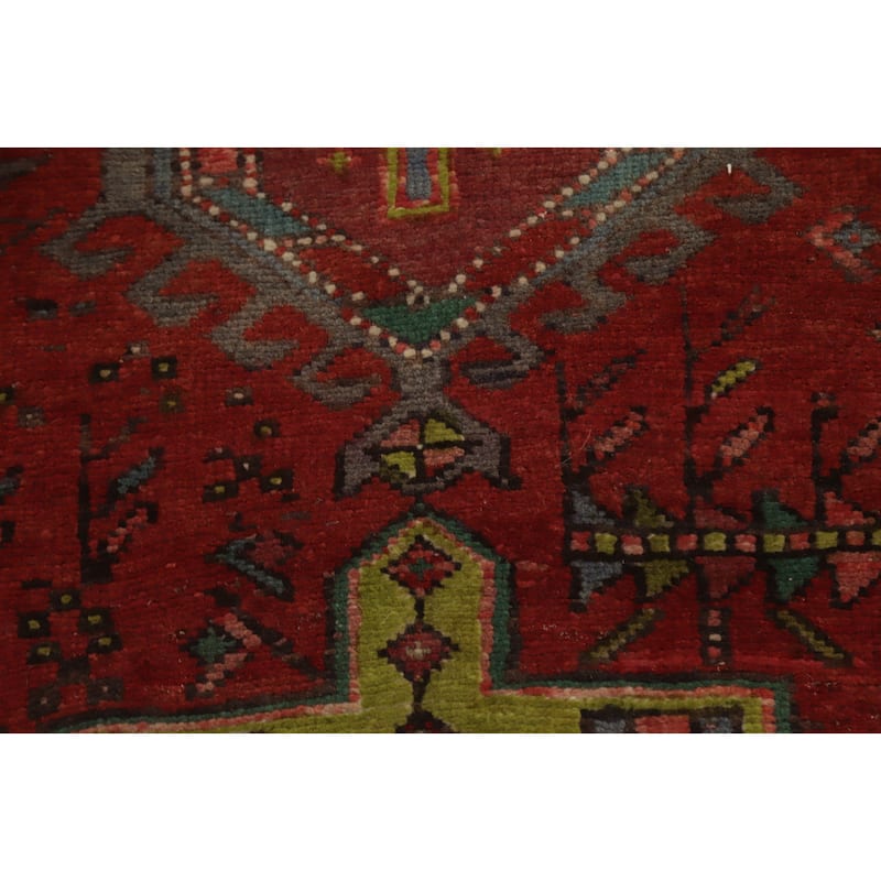 Hand Knotted Oriental 100% Wool Carpet Traditional Geometric Red Heriz Runner Rug - 11' 2'' X 3' 8''