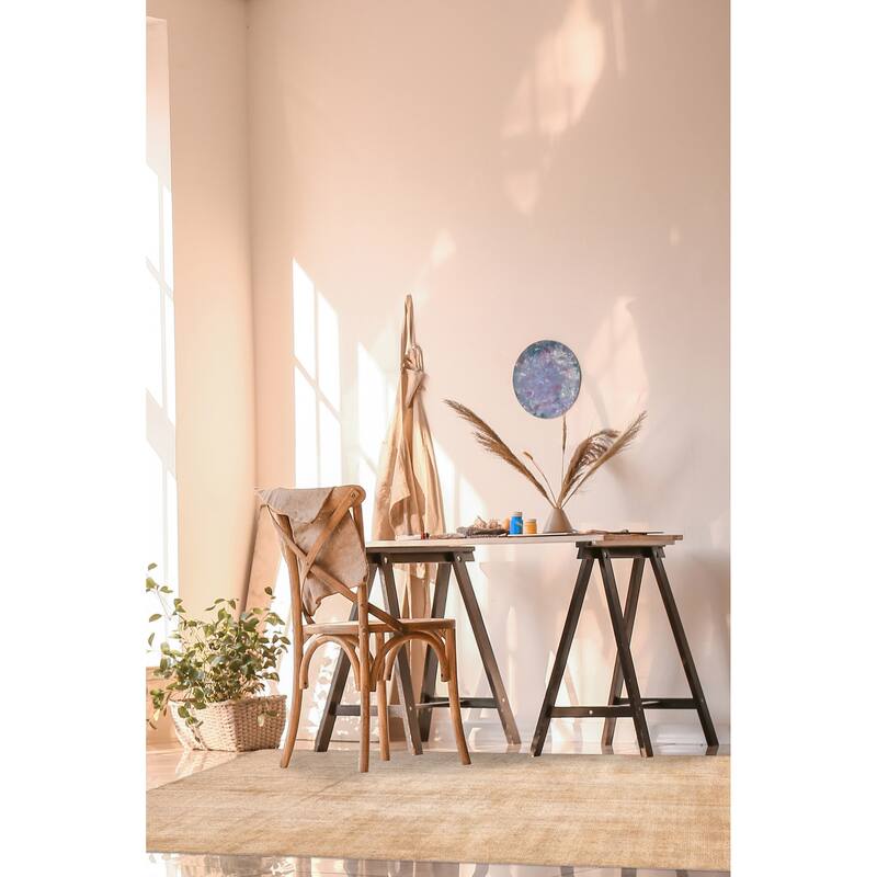 ECARPETGALLERY Hand-knotted Silk Shadow Light Gold Viscose, Wool Rug - 4'0 x 9'9