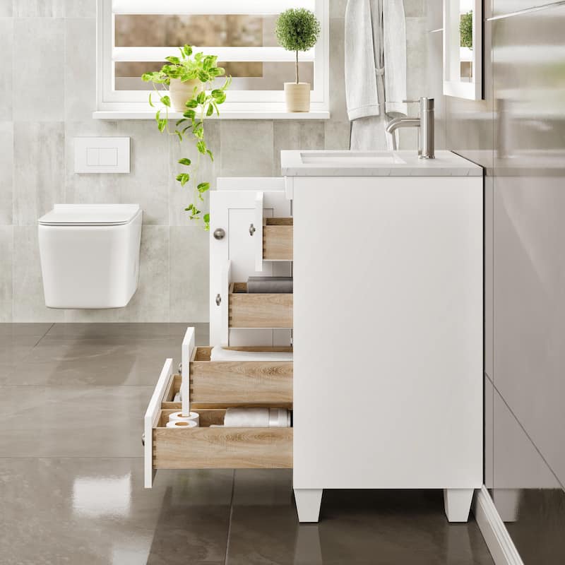 Eviva Happy 24"W Bath Vanity with Carrara Quartz Top