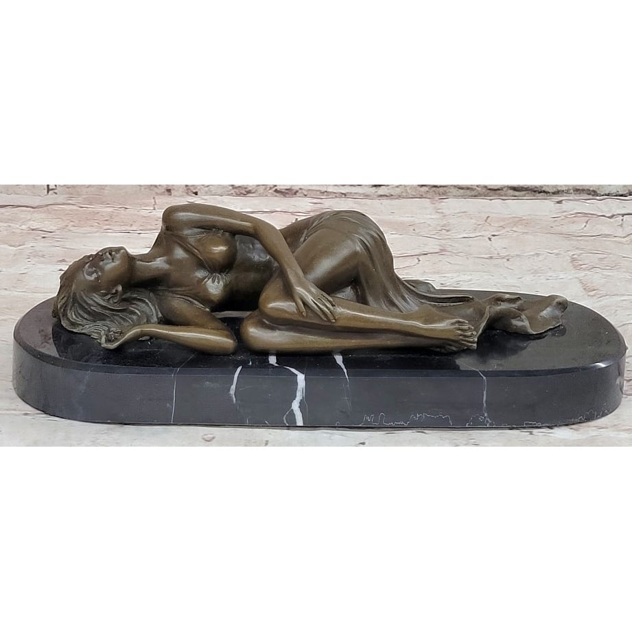 Hot Cast Bronze Sculpture Statue Original Art Girl Laying Down Sleeping