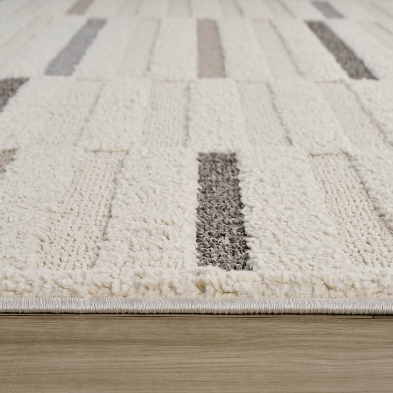 Rug Branch Abstract Modern Geometric Cream Grey Indoor Runner Rug