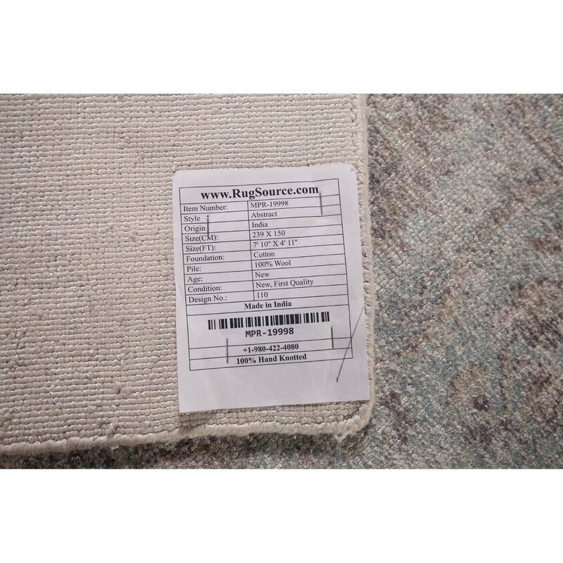 Abstract Indian Area Rug Handmade Wool Carpet - 4'11"x 7'10"