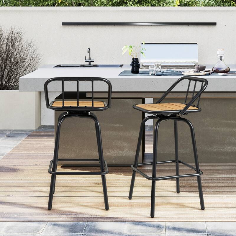 Gymax 27.5'' Heavy-duty Metal Frame Bar Height Chairs w/ Footrest &