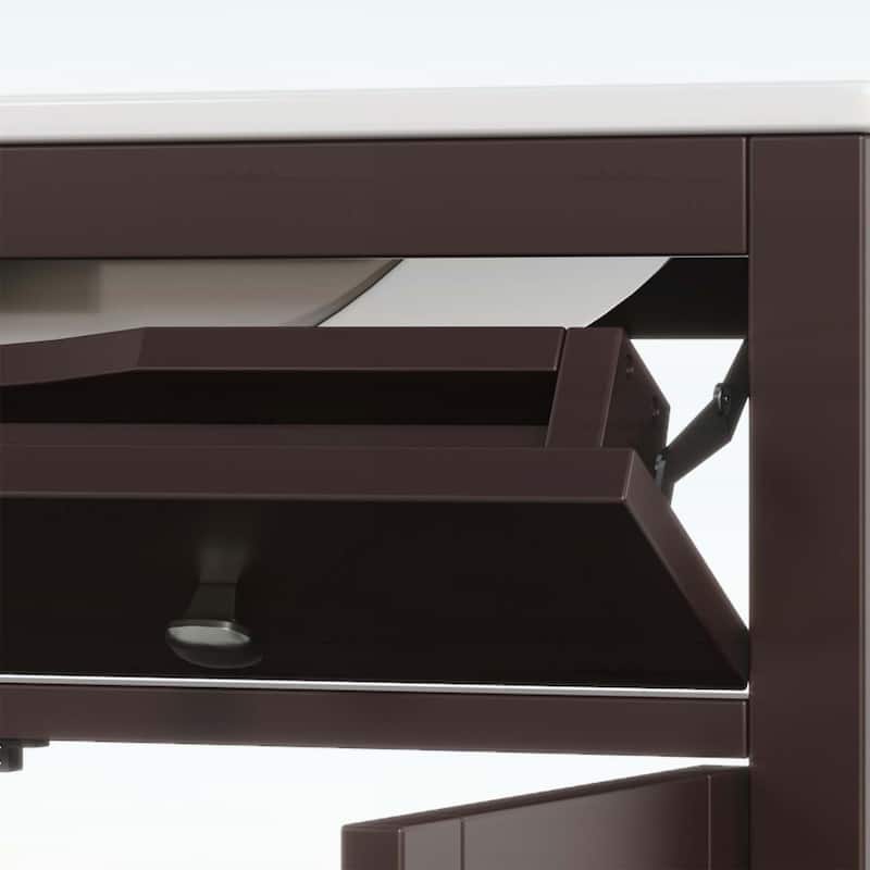 30-Inch Bathroom Vanity with Ceramic Sink,Adjustable Shelf,Tip-Out Tray,Wood Legs