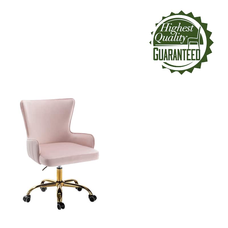 Porthos Home Daria Velvet Wingback Office Chair with Gold Chrome Base