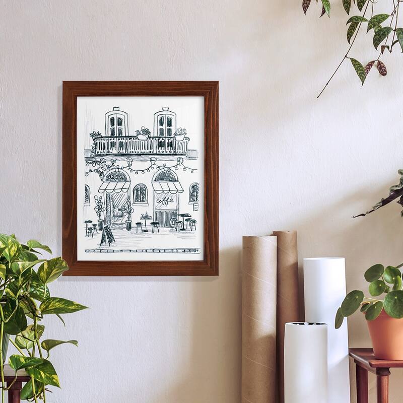 Italian Street Sketch II -Framed Print w/glass-Cherry Red