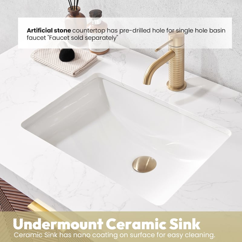 Mahon Single Bath Vanity with Composite Stone Top and Mirror