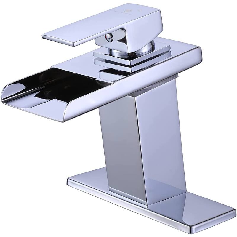 Chrome Waterfall 3 Color LED Single Handle Bathroom Sink Faucet, Pop Up Brass Overflow Drain